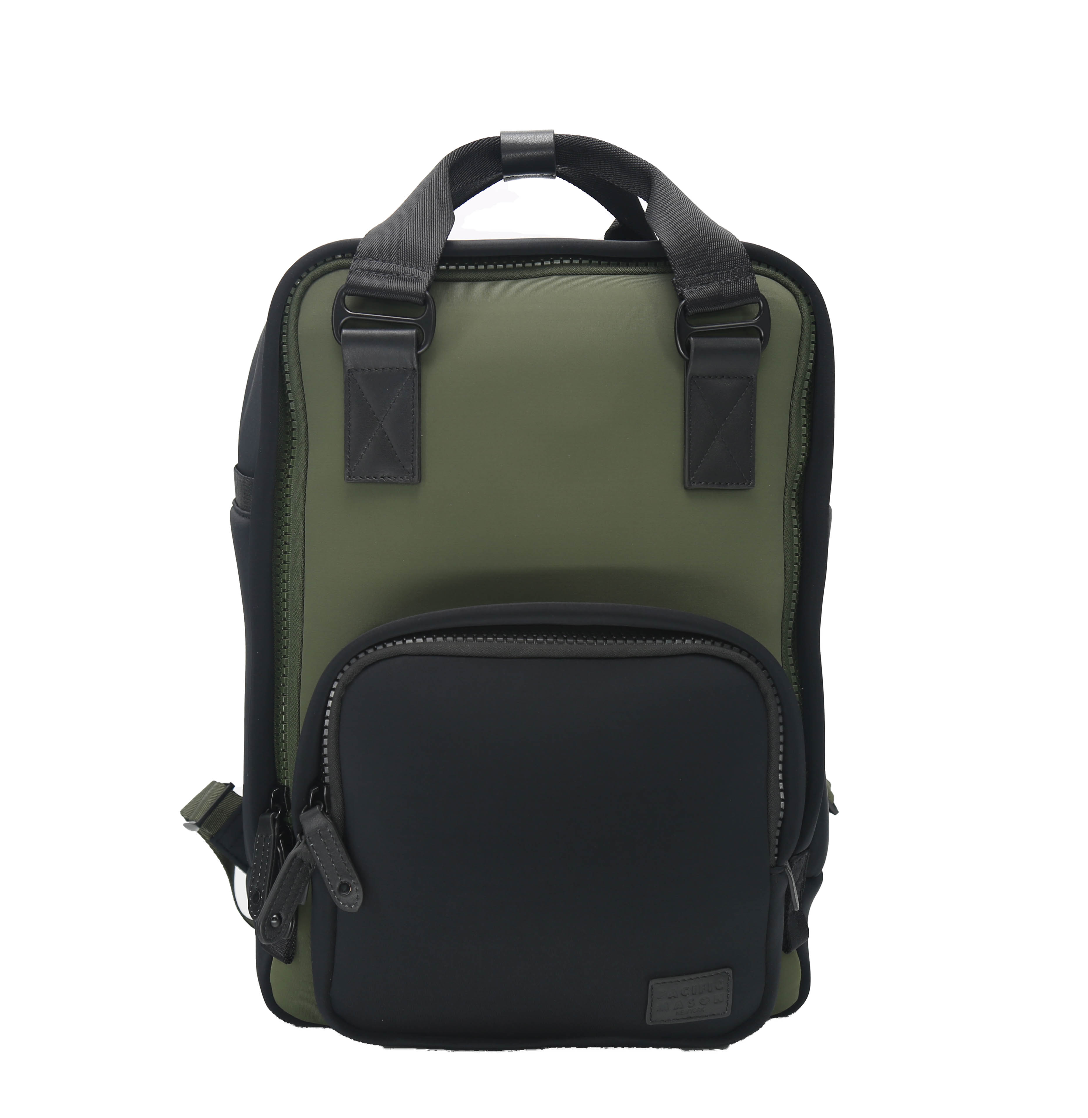 Cama (M) Neoprene ELITE Black x Martini Olive bag showcasing its sleek design and multiple pockets.